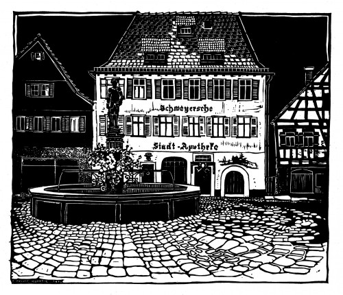 Dornstetten - Marktplatz mit Apotheke