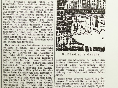 1957. Freudenstadt. Schaufensterausstellung mit Werken ihrer Hollandreise 1956. Wohl eine ihrer ersten Ausstellungen überhaupt.