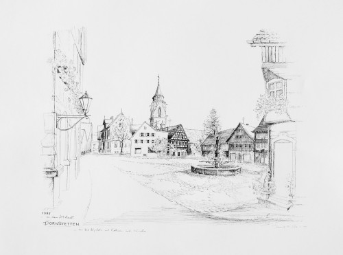 Dornstetten, der Marktplatz mit Kirche